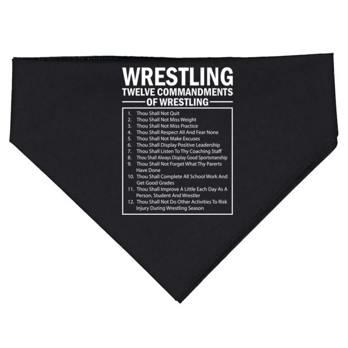 Wrestlingg Twelve Comdts Of Wrestling Cool Gift USA-Made Doggie Bandana