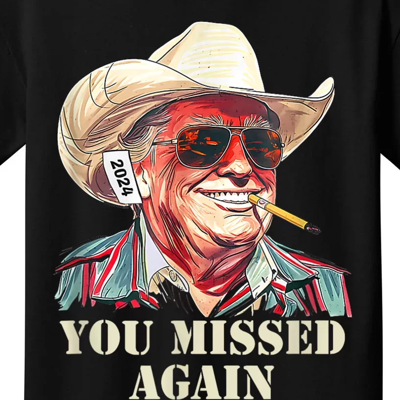 Western Trump Cowboy You Missed Again Kids T-Shirt