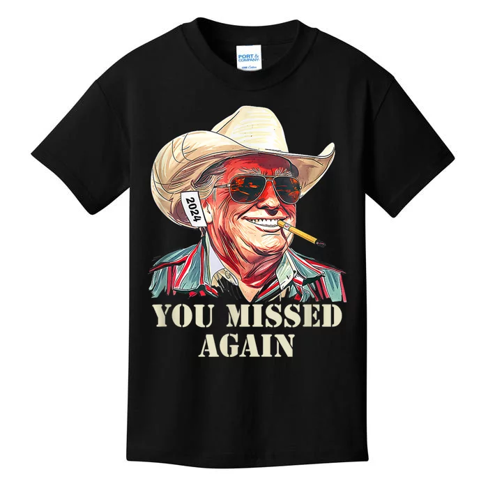 Western Trump Cowboy You Missed Again Kids T-Shirt