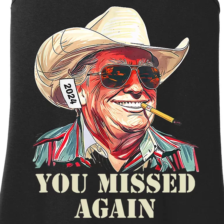 Western Trump Cowboy You Missed Again Ladies Essential Tank