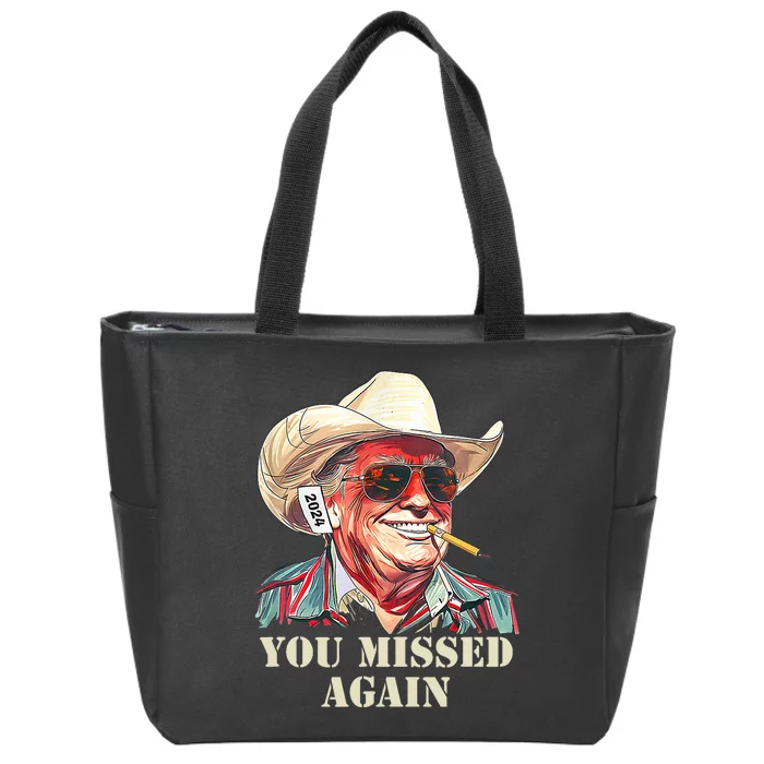 Western Trump Cowboy You Missed Again Zip Tote Bag