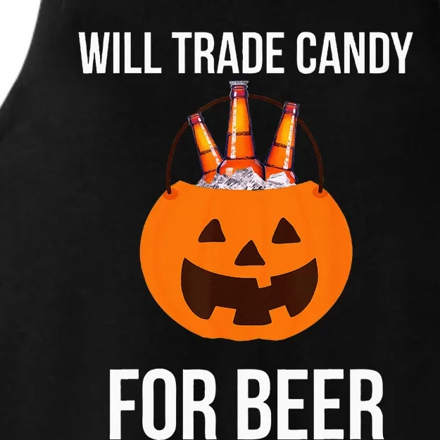 Will Trade Candy For Beer College Halloween Costume Adult Ladies Tri-Blend Wicking Tank