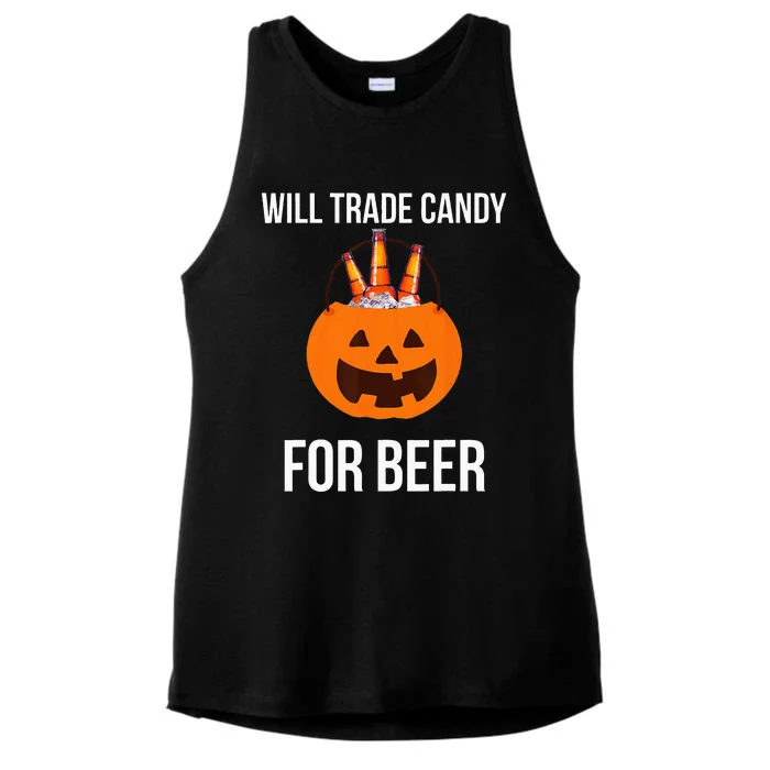 Will Trade Candy For Beer College Halloween Costume Adult Ladies Tri-Blend Wicking Tank