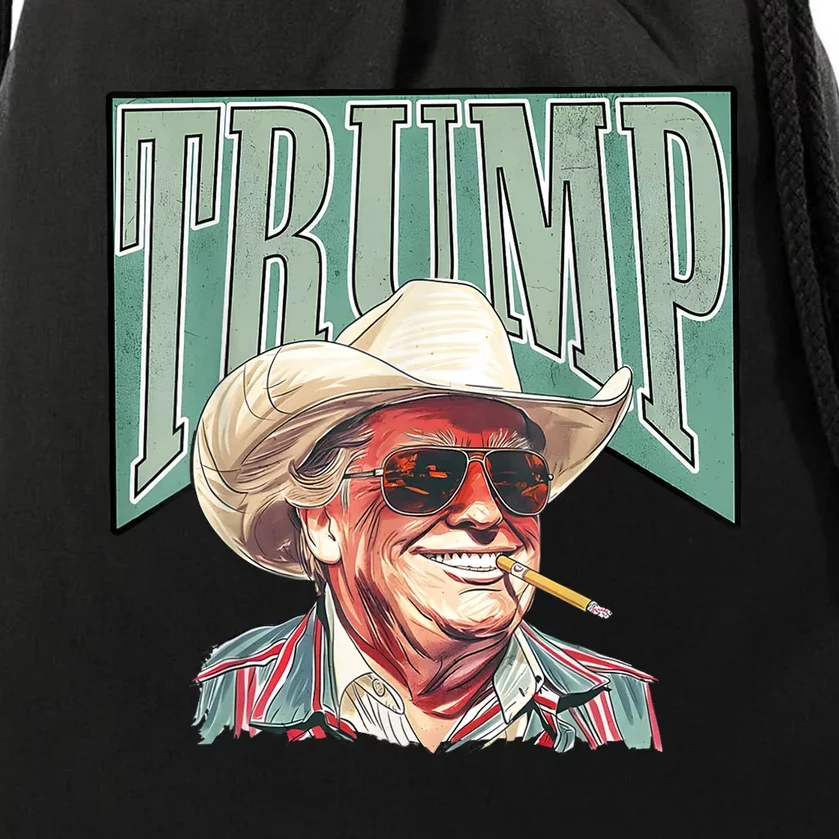 Western Trump Cowboy Make America Great Trump Daddy Maga Drawstring Bag