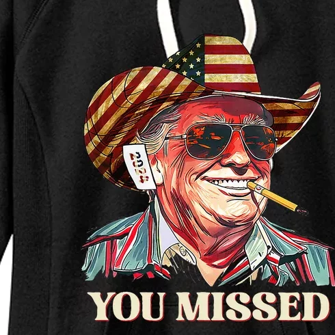 Western Trump Cowboy You Missed American Flag Women's Fleece Hoodie