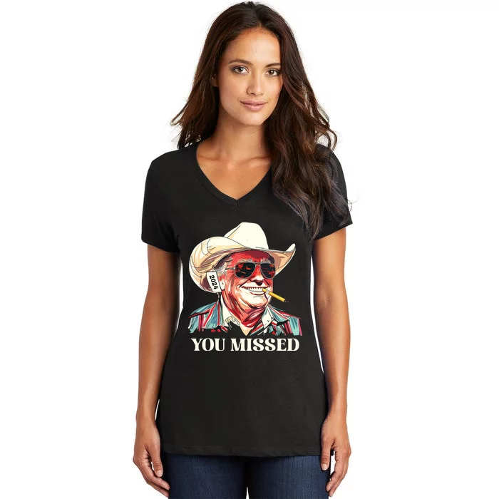 Western Trump Cowboy You Missed Women's V-Neck T-Shirt