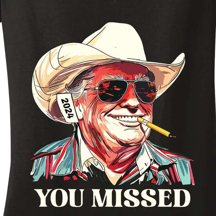 Western Trump Cowboy You Missed Women's V-Neck T-Shirt