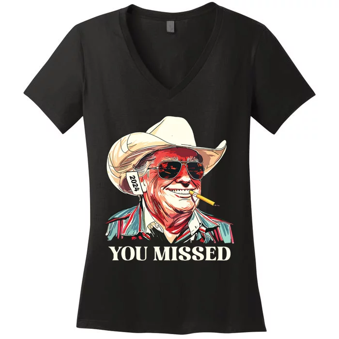 Western Trump Cowboy You Missed Women's V-Neck T-Shirt