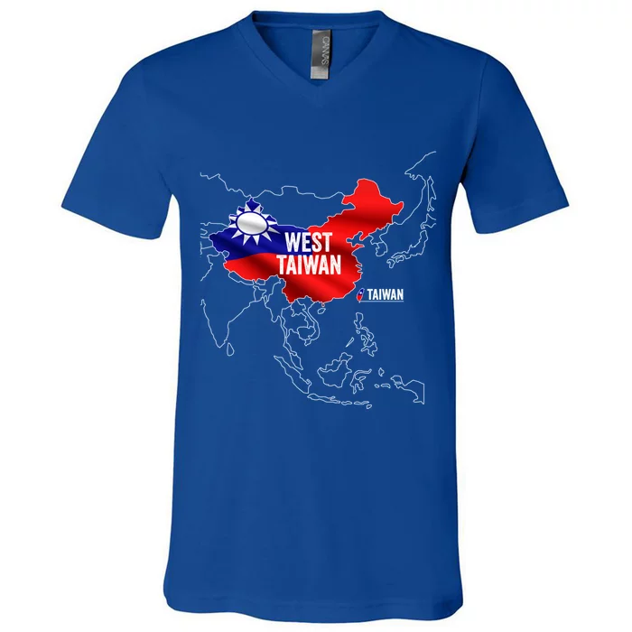 West Taiwan China Map Gift V-Neck T-Shirt