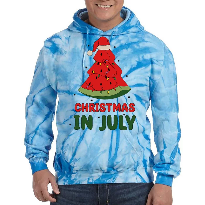 Watermelon Tree Christmas In July Festivities Tie Dye Hoodie