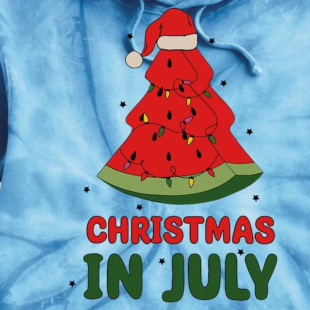 Watermelon Tree Christmas In July Festivities Tie Dye Hoodie