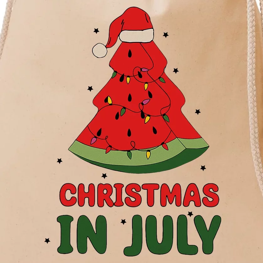 Watermelon Tree Christmas In July Festivities Drawstring Bag