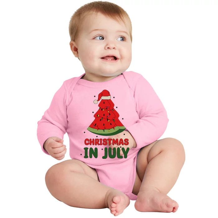 Watermelon Tree Christmas In July Festivities Baby Long Sleeve Bodysuit