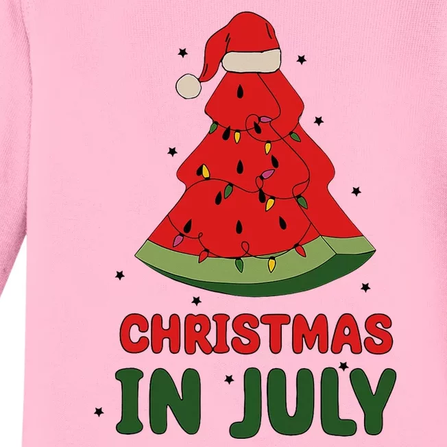 Watermelon Tree Christmas In July Festivities Baby Long Sleeve Bodysuit