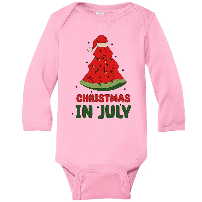 Watermelon Tree Christmas In July Festivities Baby Long Sleeve Bodysuit