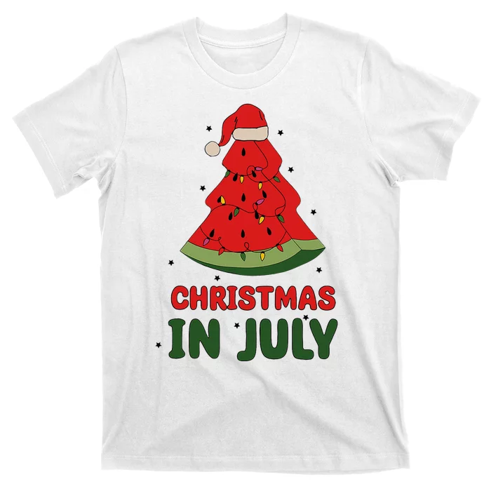 Watermelon Tree Christmas In July Festivities T-Shirt