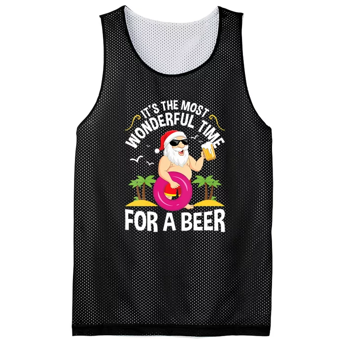 Womens Tropical Christmas It's The Most Wonderful Time For A Beer Mesh Reversible Basketball Jersey Tank