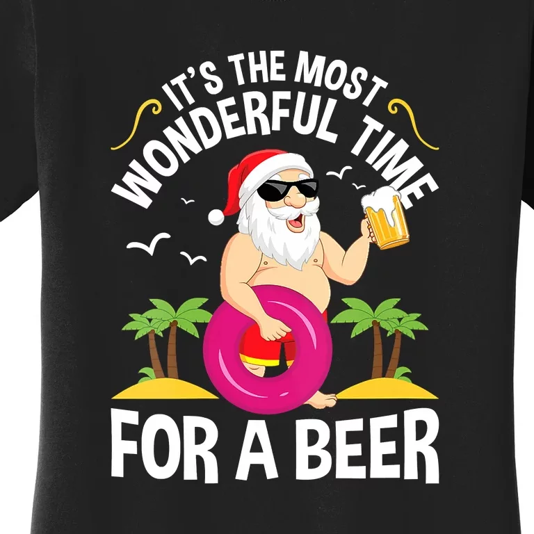 Womens Tropical Christmas It's The Most Wonderful Time For A Beer Women's T-Shirt