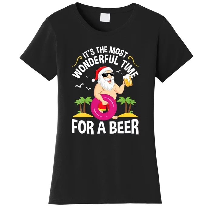 Womens Tropical Christmas It's The Most Wonderful Time For A Beer Women's T-Shirt