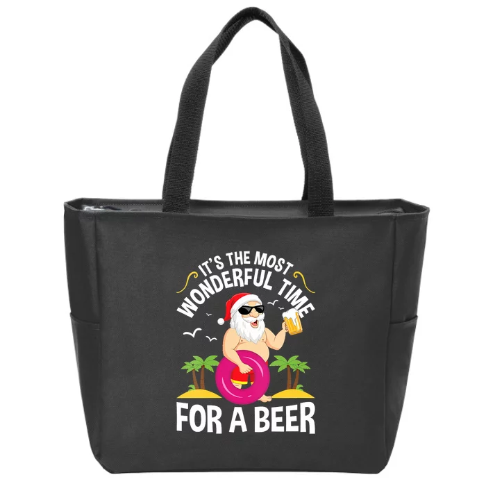 Womens Tropical Christmas It's The Most Wonderful Time For A Beer Zip Tote Bag