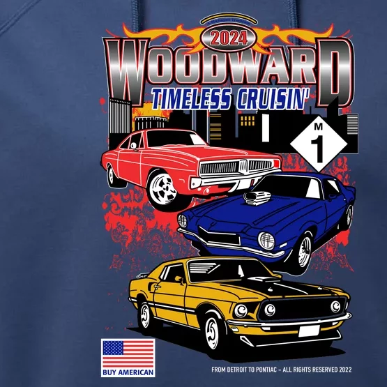 Woodward Timeless Cruisin 2024 Car Cruise Performance Fleece Hoodie