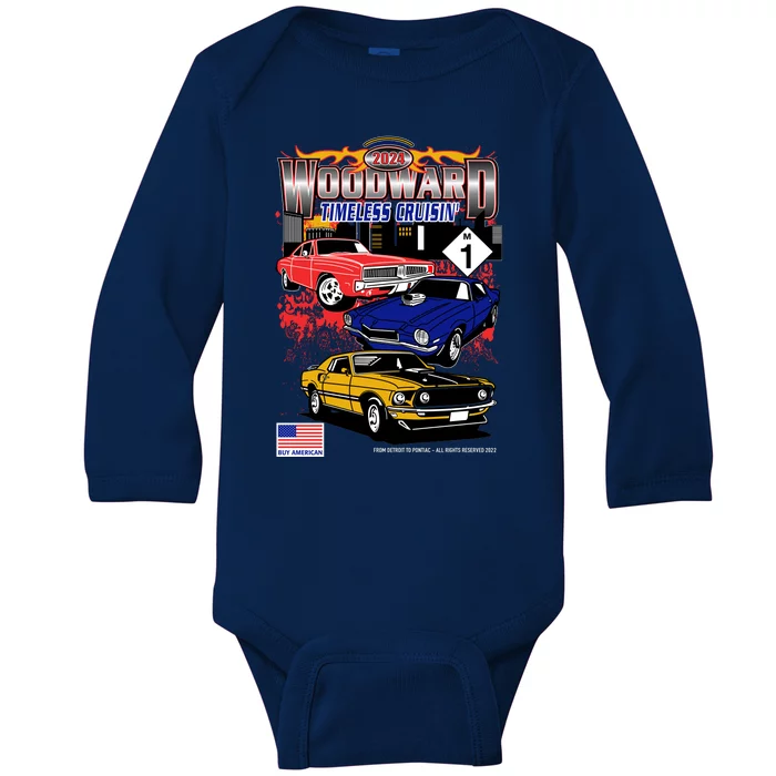 Woodward Timeless Cruisin 2024 Car Cruise Baby Long Sleeve Bodysuit