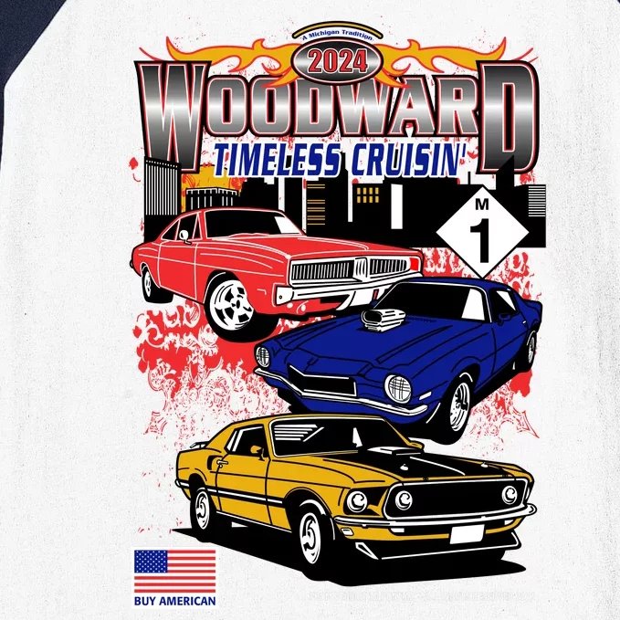 Woodward Timeless Cruisin 2024 Car Cruise Baseball Sleeve Shirt