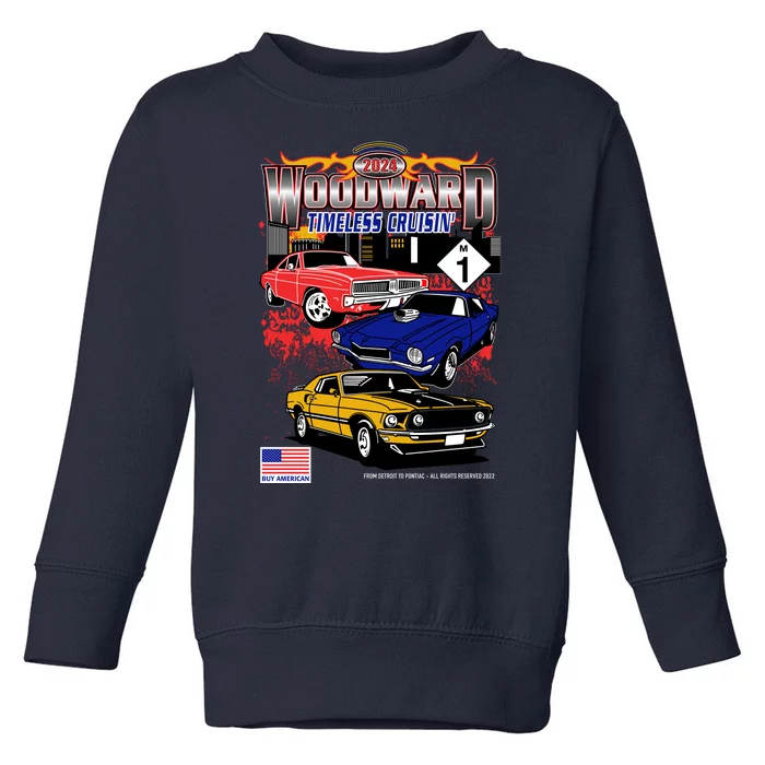 Woodward Timeless Cruisin 2024 Car Cruise Toddler Sweatshirt