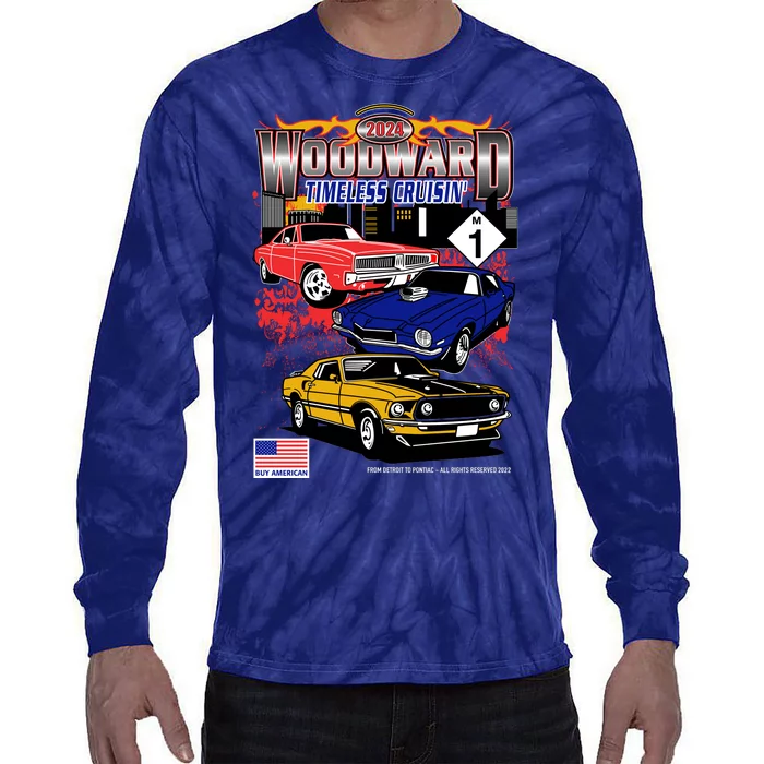 Woodward Timeless Cruisin 2024 Car Cruise Tie-Dye Long Sleeve Shirt