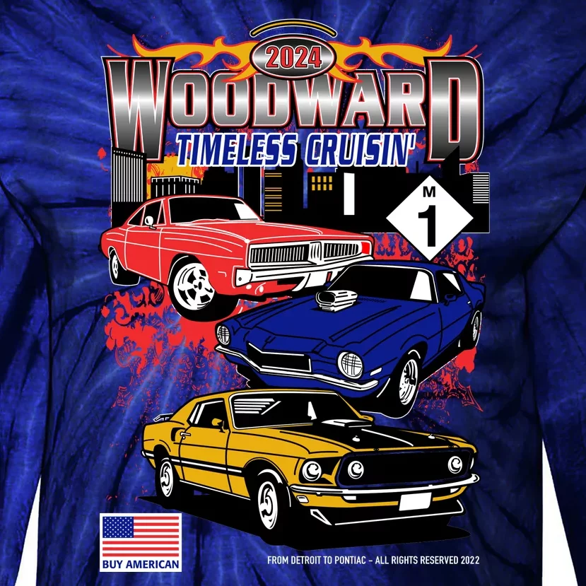 Woodward Timeless Cruisin 2024 Car Cruise Tie-Dye Long Sleeve Shirt