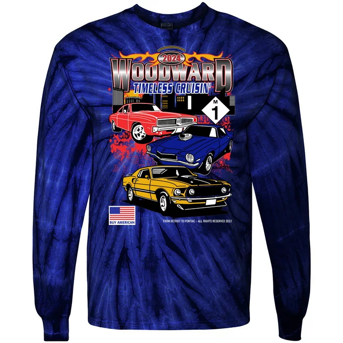 Woodward Timeless Cruisin 2024 Car Cruise Tie-Dye Long Sleeve Shirt