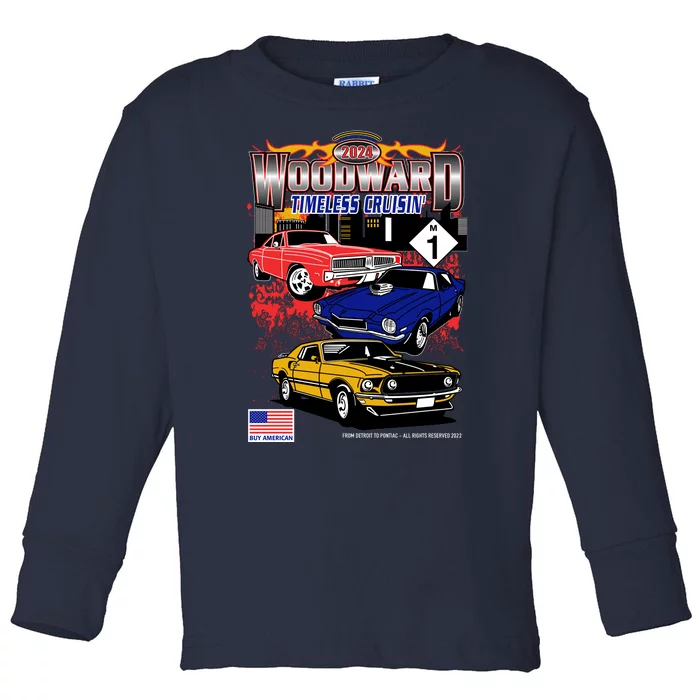 Woodward Timeless Cruisin 2024 Car Cruise Toddler Long Sleeve Shirt