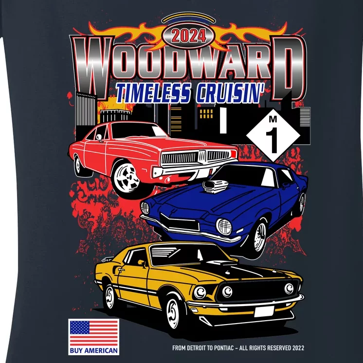 Woodward Timeless Cruisin 2024 Car Cruise Women's V-Neck T-Shirt