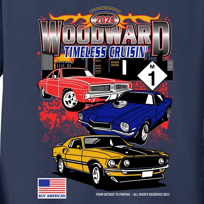 Woodward Timeless Cruisin 2024 Car Cruise Kids Long Sleeve Shirt