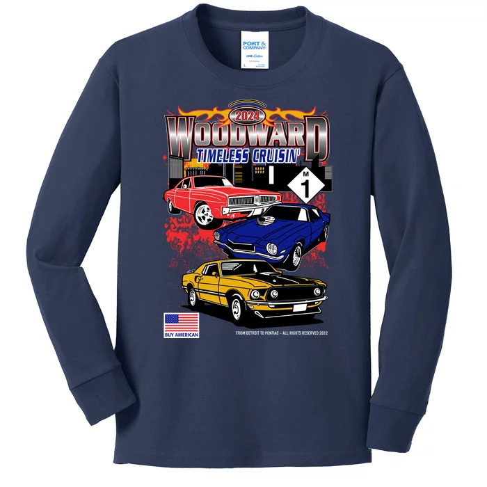 Woodward Timeless Cruisin 2024 Car Cruise Kids Long Sleeve Shirt