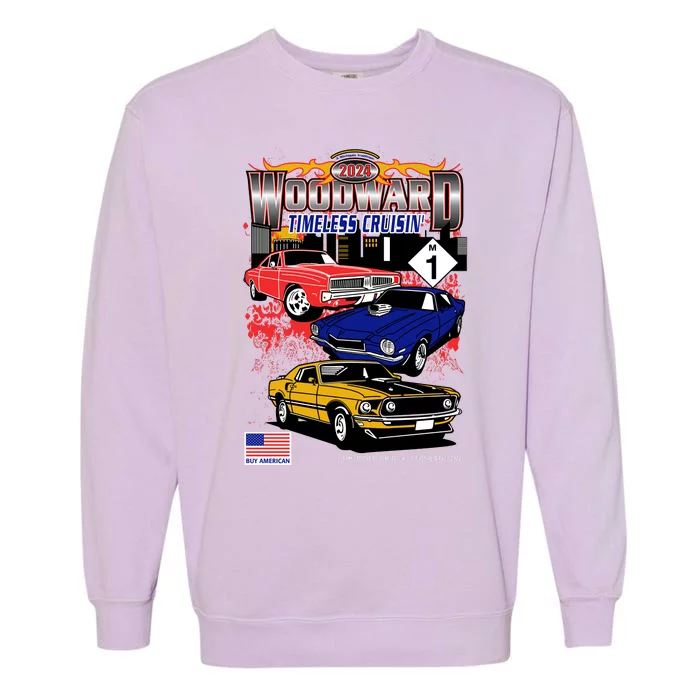 Woodward Timeless Cruisin 2024 Car Cruise Garment-Dyed Sweatshirt