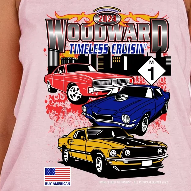 Woodward Timeless Cruisin 2024 Car Cruise Women's Knotted Racerback Tank