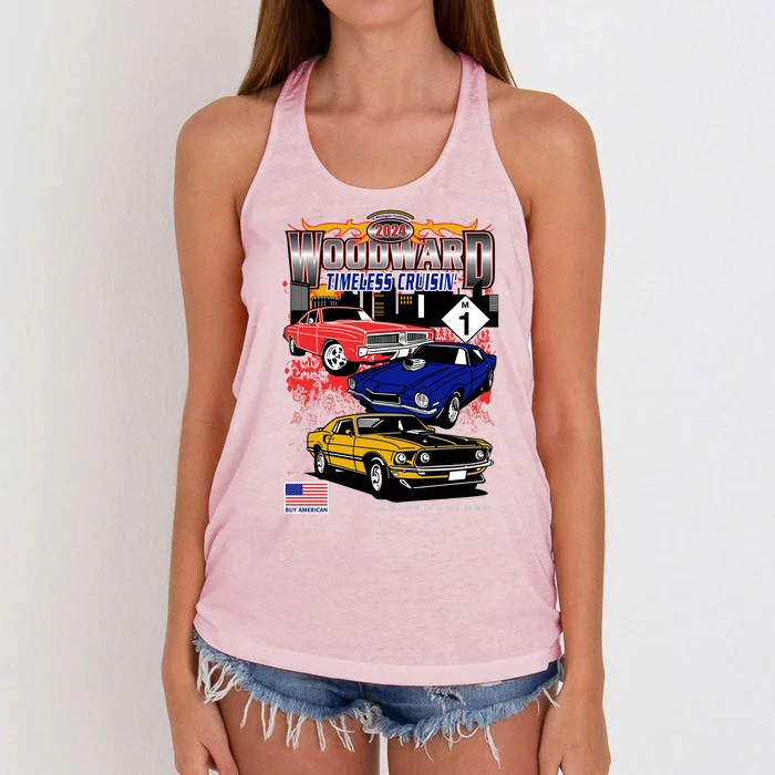 Woodward Timeless Cruisin 2024 Car Cruise Women's Knotted Racerback Tank