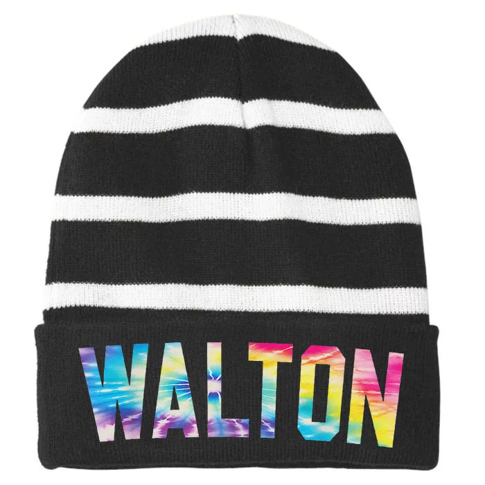 Walton Tie Dye Colorful Design Striped Beanie with Solid Band