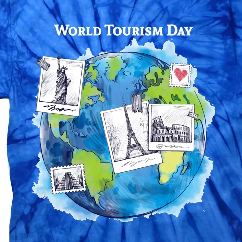 World Tourism Day Funny Gift Love To Travel Funny Gift World Globe Great Gift Tie-Dye T-Shirt