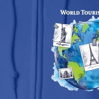 World Tourism Day Funny Gift Love To Travel Funny Gift World Globe Great Gift Full Zip Hoodie