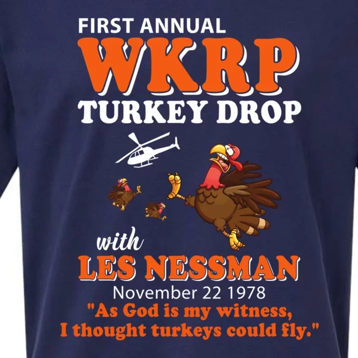 WKRP Thanksgiving Day Turkey Drop Sueded Cloud Jersey T-Shirt