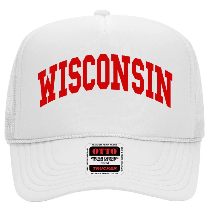 Wisconsin Throwback Design High Crown Mesh Trucker Hat