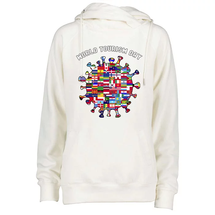 World Tourism Day Gift Womens Funnel Neck Pullover Hood