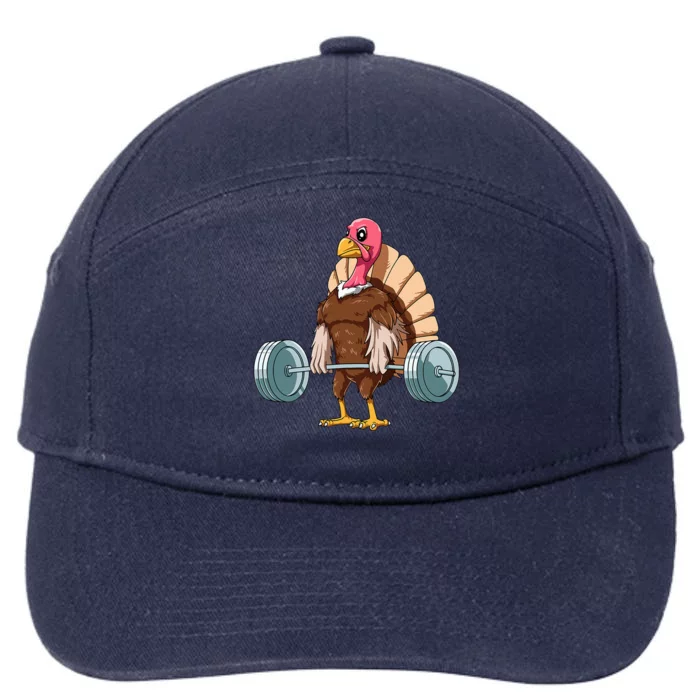 Weightlifting Turkey Deadlifting Thanksgiving Turkey Gym 7-Panel Snapback Hat