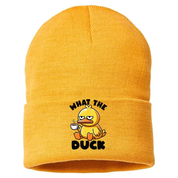 What The Duck Owner I Love Ducks Lover Funny Rubber Duck Sustainable Knit Beanie