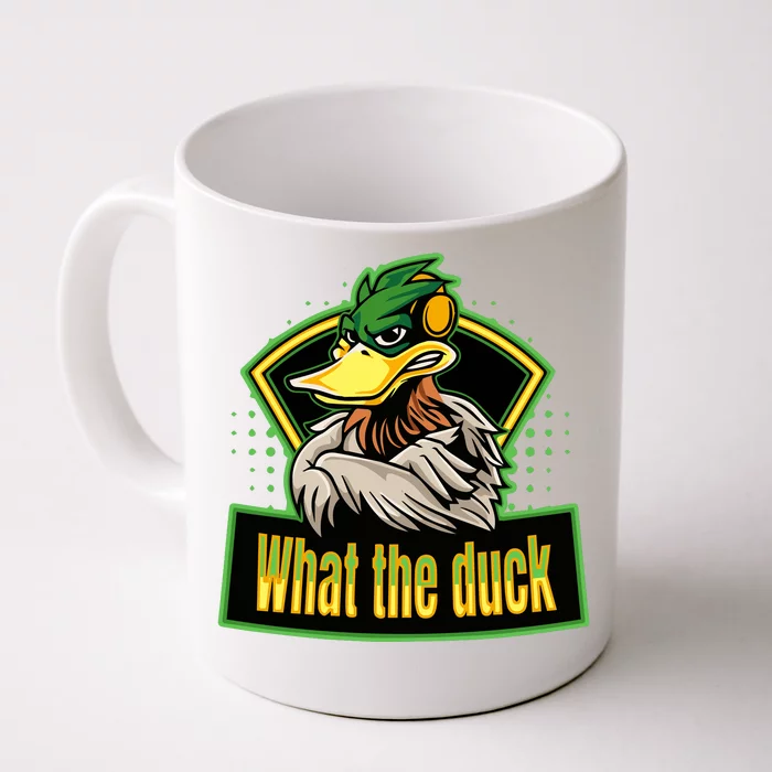 What The Duck Funny Duck Pun Funny Puns Duck Gamer Video Games Front & Back Coffee Mug