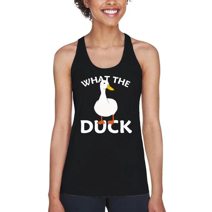 What The Duck Funny Ducks Women's Racerback Tank