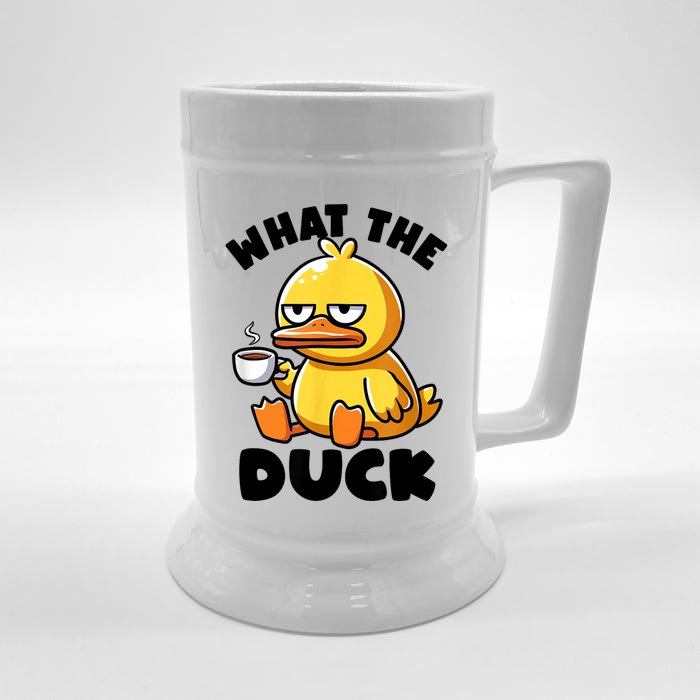 What The Duck Owner I Love Ducks Lover Funny Rubber Duck Front & Back Beer Stein