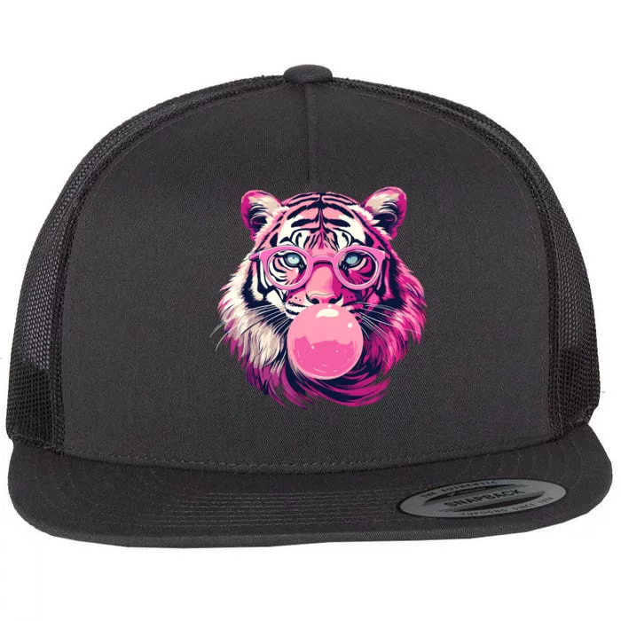 WoS Tiger Designs Tiger Face Wild Animal Cute Tiger Flat Bill Trucker Hat